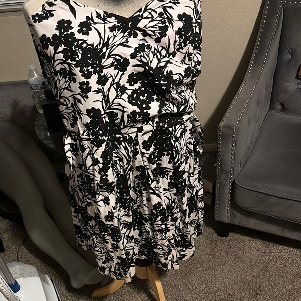 Black and White One Shoulder Sweetheart Sundress